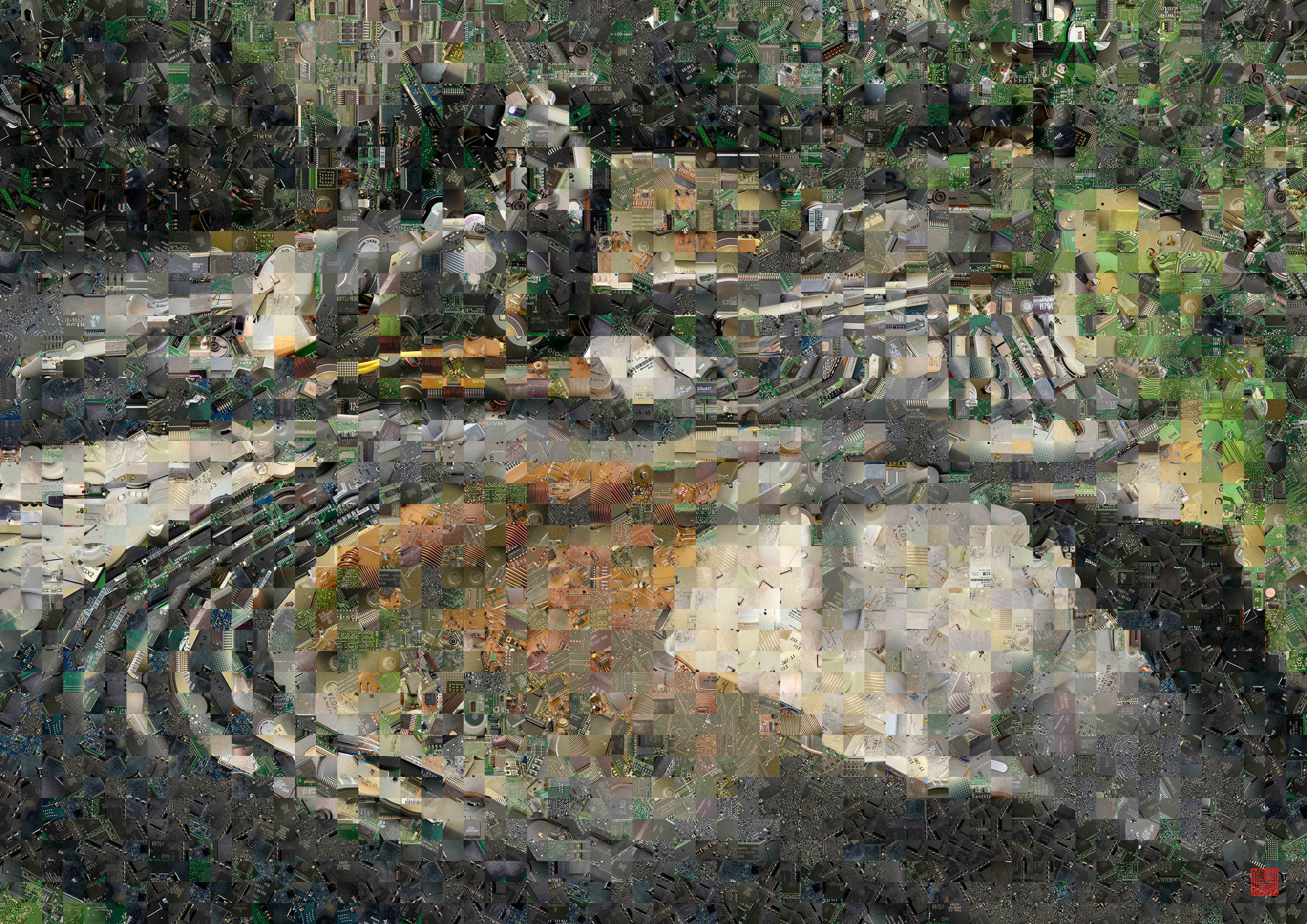  Zen Garden 029 – A Pixel Montage artwork by Kenji Ichikawa. It reconstructs photographs of electronic circuits to represent the Yin Garden of the “Yin-Yang Garden” at Taizō-in, Myōshin-ji (second work).