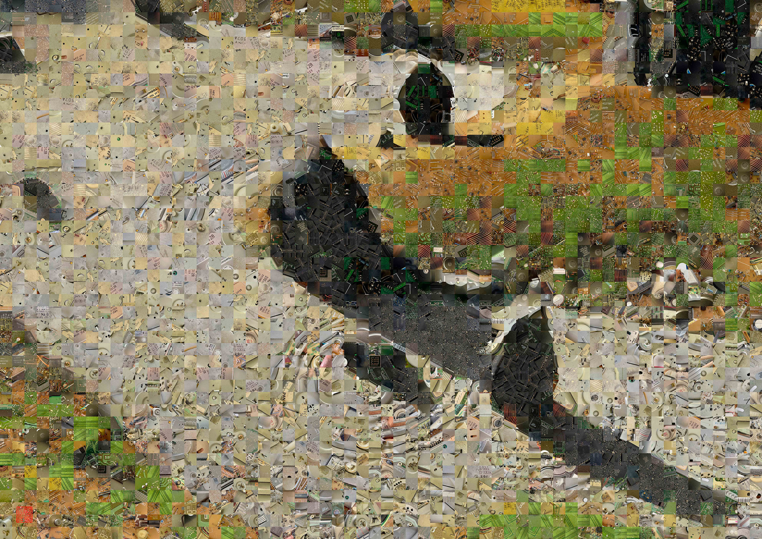 Zen Garden 033 – A Pixel Montage artwork by Kenji Ichikawa. It reconstructs photographs of electronic circuits to represent the “Hashin-tei” at Komyō-in, Tōfuku-ji (second work).