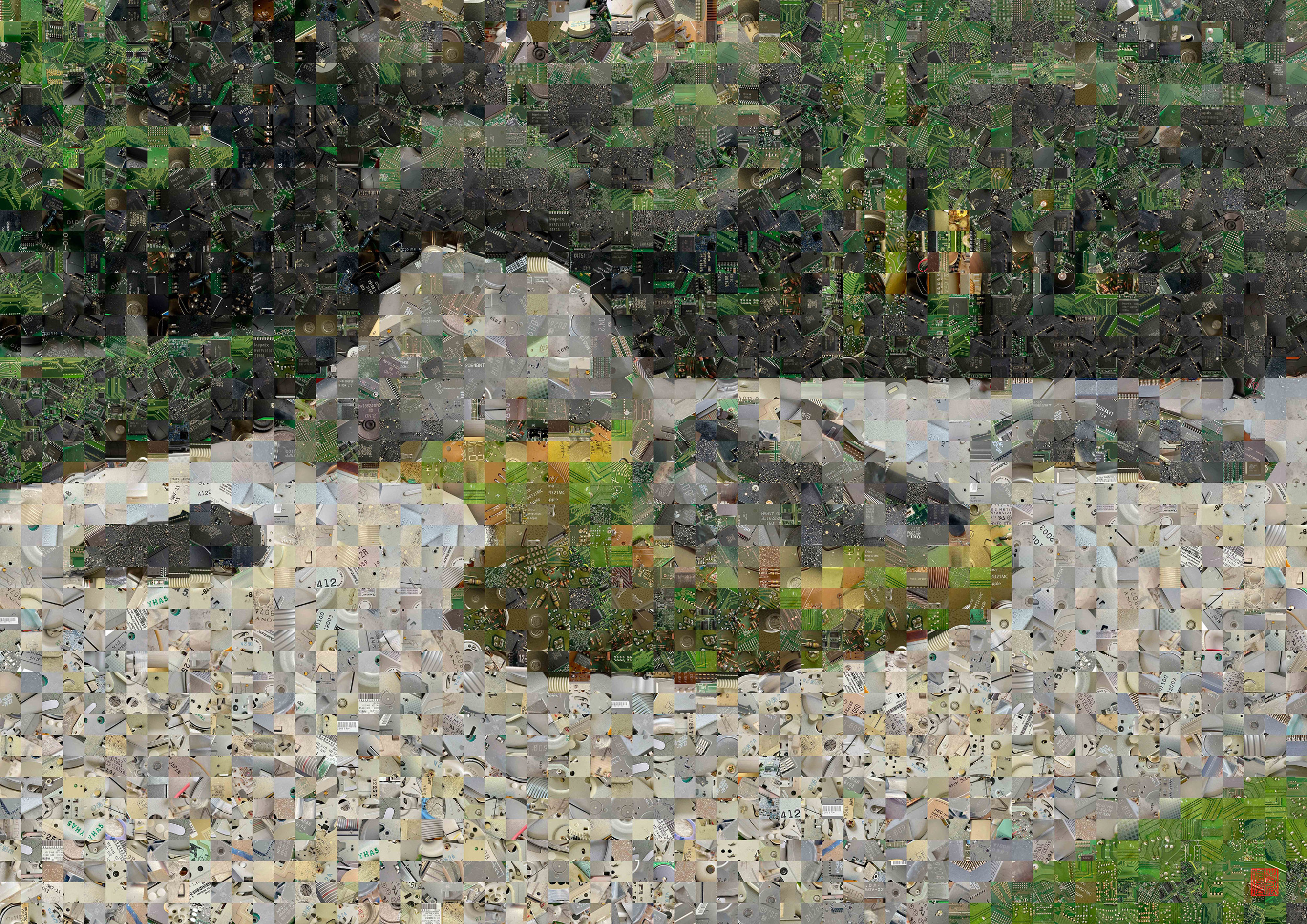  Zen Garden 036 – A Pixel Montage artwork by Kenji Ichikawa. It reconstructs photographs of electronic circuits to represent the Yang Garden of the “Yin-Yang Garden” at Taizō-in, Myōshin-ji.